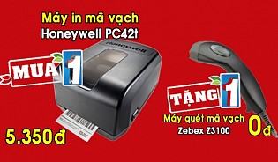Mua máy in mã vạch Honeywell PC42t  tặng ngay một đầu đọc Zebex Z3100  cơ hội duy nhất trong năm