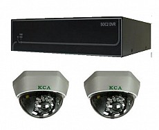 Bộ sản phẩm 2CAM+1A gồm: 2 Camera KCA-5842+ 1 Đầu ghi Deeplet DE1204