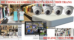 Hệ thống 4 camera an ninh cho shop thời trang